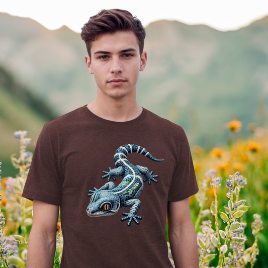 Vibrant Blue Gecko "Beaded Print" T-Shirt