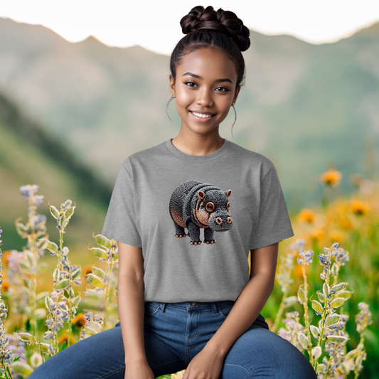 Adorable Pygmy Hippo "Beaded Print" T-Shirt
