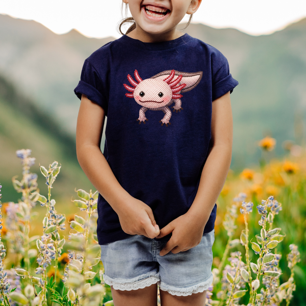Cute Axolotl "Beaded Print Youth T-Shirt