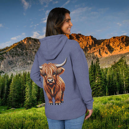 Shaggy Highland Cow "Beaded Print Hoodie
