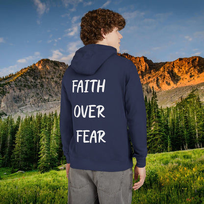 "Faith Over Fear" White Print Hoodie