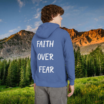 "Faith Over Fear" White Print Hoodie