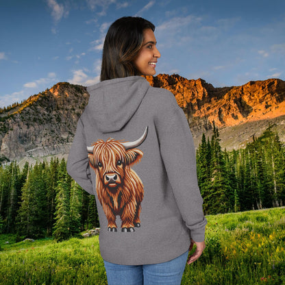 Shaggy Highland Cow "Beaded Print Hoodie