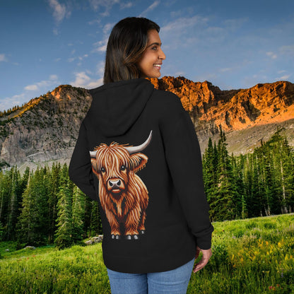 Shaggy Highland Cow "Beaded Print Hoodie