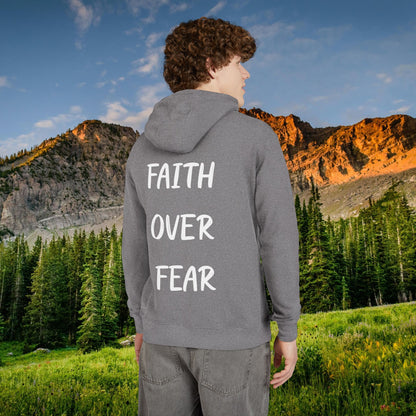 "Faith Over Fear" White Print Hoodie