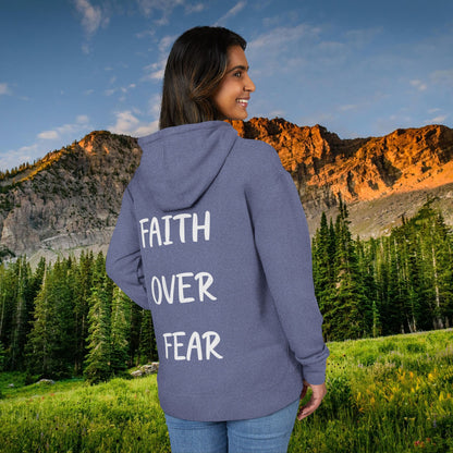 "Faith Over Fear" White Print Hoodie