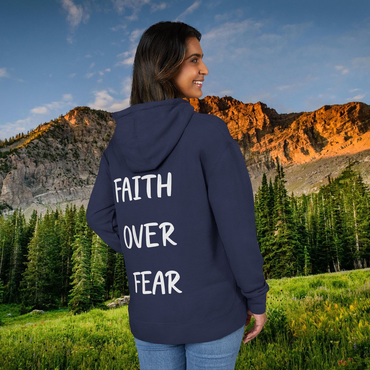 "Faith Over Fear" White Print Hoodie