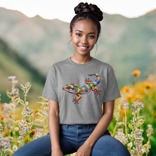 Multi-Color Gecko "Beaded Print" T-Shirt