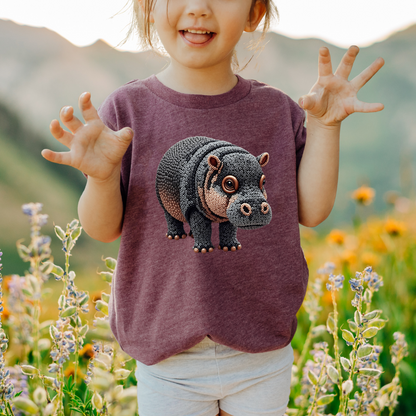 Adorable Pygmy Hippo "Beaded Print" Toddler T-Shirt