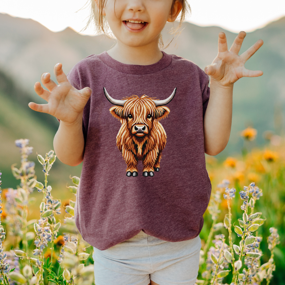 Shaddy Highland Cow "Beaded Print" Toddler T-Shirt