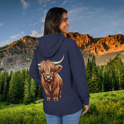 Shaggy Highland Cow "Beaded Print Hoodie