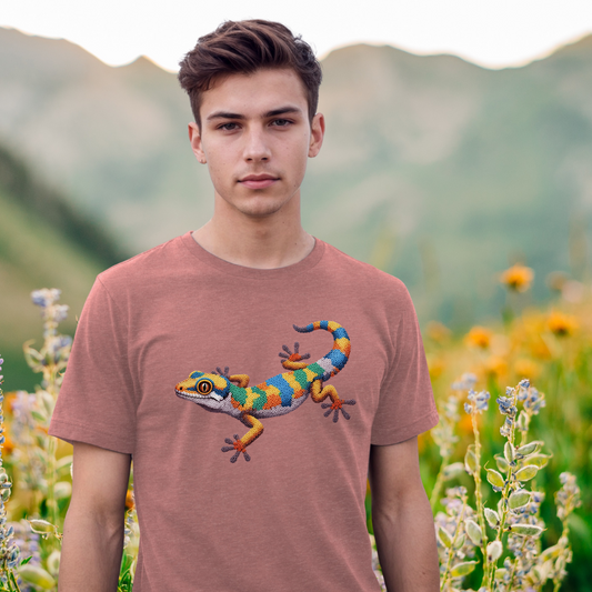 Multi-Color Gecko "Beaded Print" T-Shirt