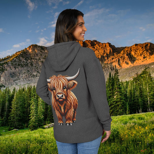 Shaggy Highland Cow "Beaded Print Hoodie