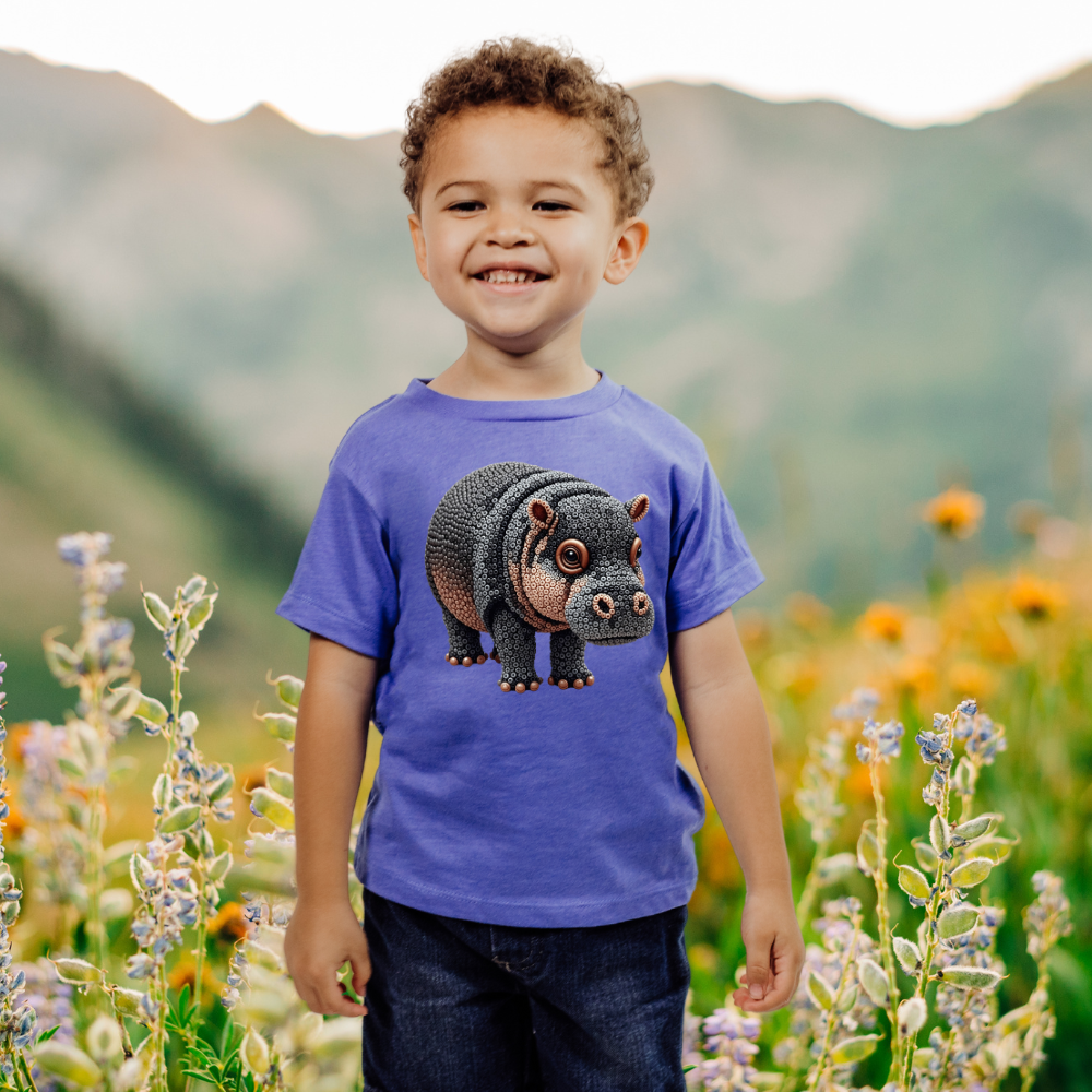 Adorable Pygmy Hippo "Beaded Print" Toddler T-Shirt