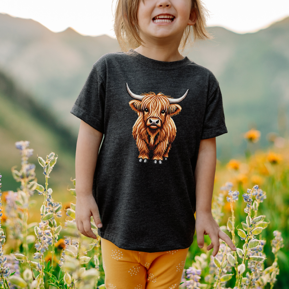 Shaddy Highland Cow "Beaded Print" Toddler T-Shirt