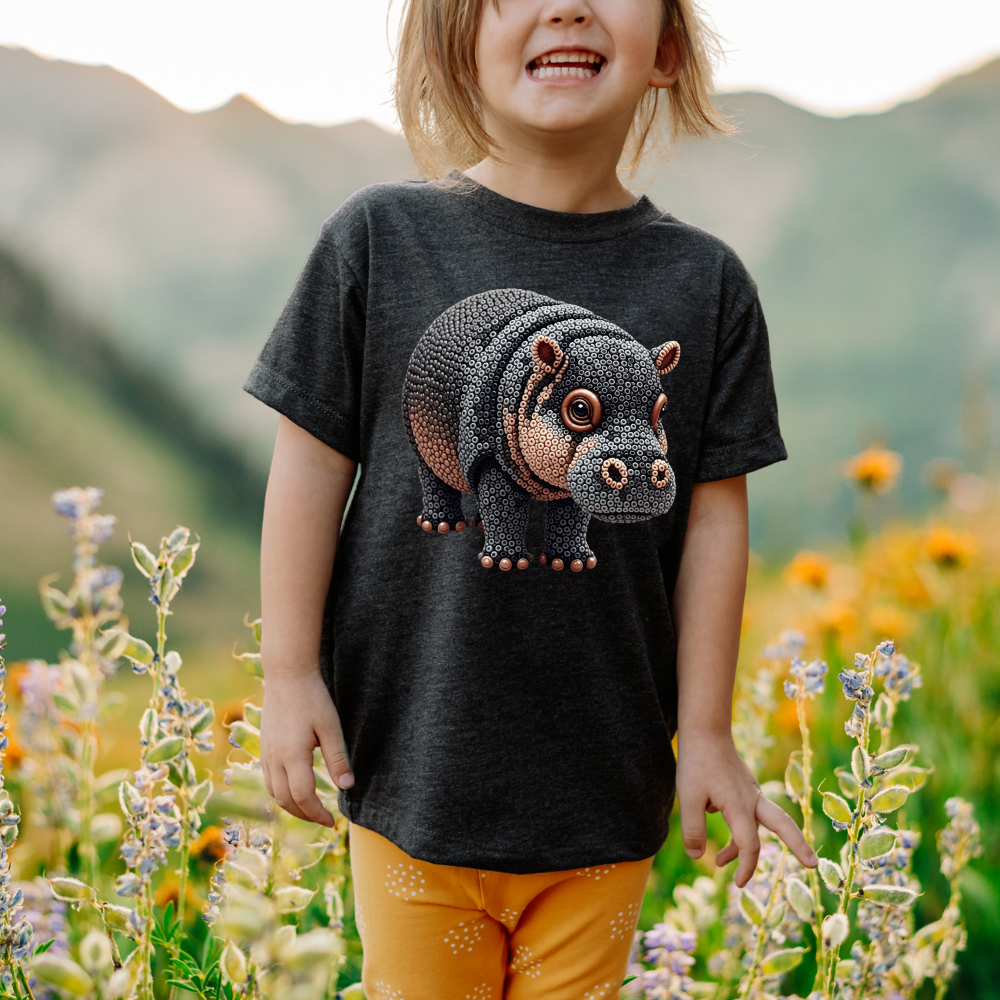 Adorable Pygmy Hippo "Beaded Print" Toddler T-Shirt