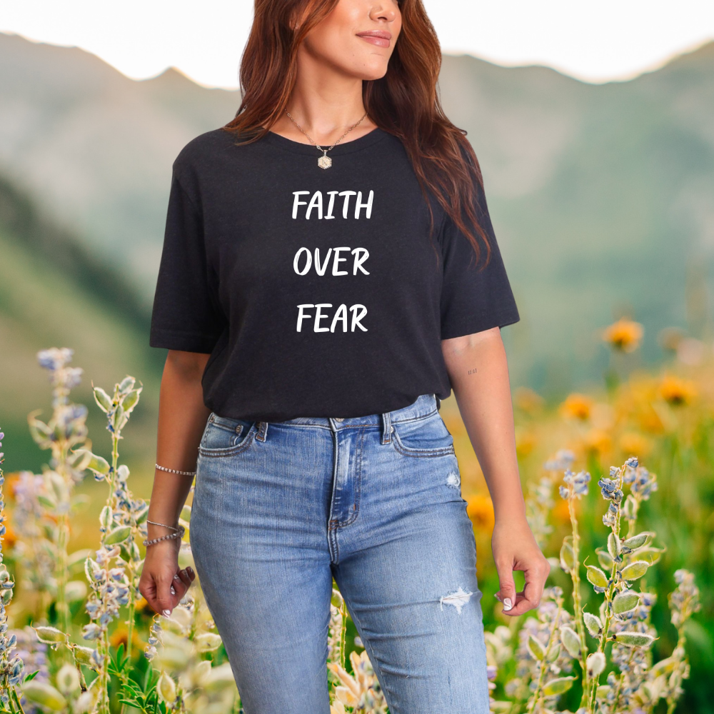 "Faith Over Fear" White Print T-Shirt