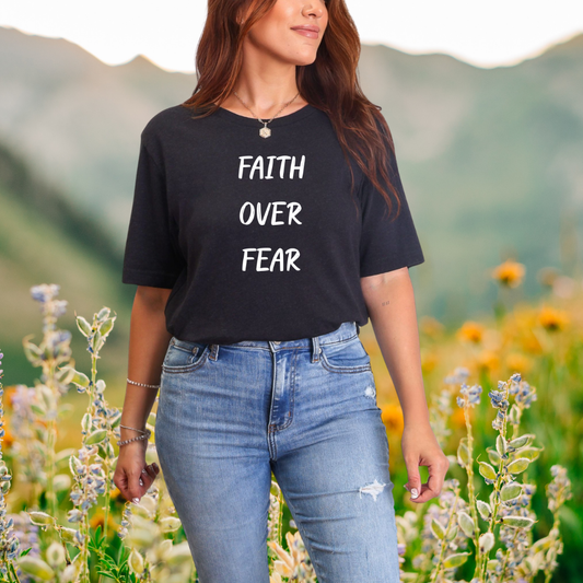 "Faith Over Fear" White Print T-Shirt