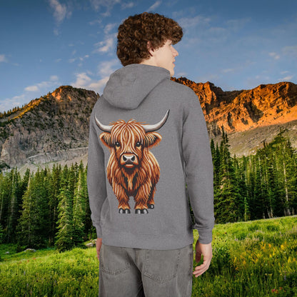 Shaggy Highland Cow "Beaded Print Hoodie