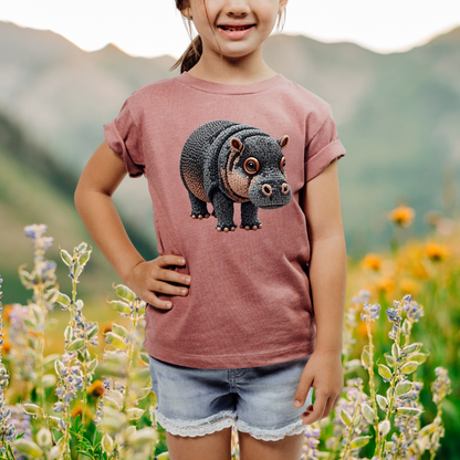 Adorable Pygmy Hippo "Beaded Print" Youth T-Shirt