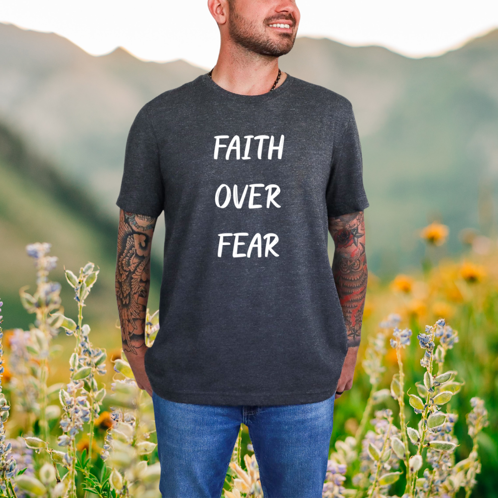 "Faith Over Fear" White Print T-Shirt