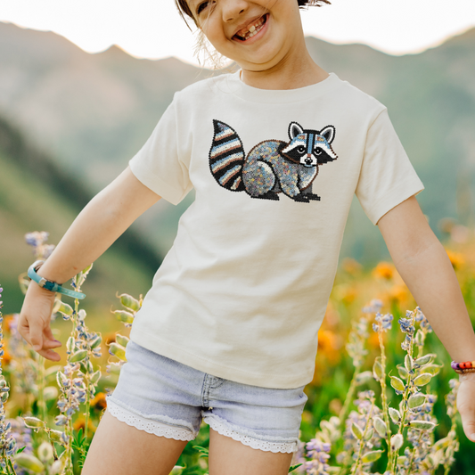 Curious Raccoon "Beaded Print" Youth T-Shirt