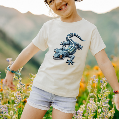 Vibrant Blue Gecko "Beaded Print" Youth T-Shirt