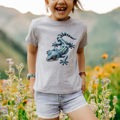 Vibrant Blue Gecko "Beaded Print" Toddler T-Shirt