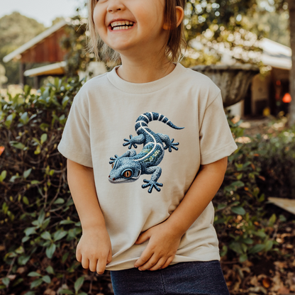Vibrant Blue Gecko "Beaded Print" Toddler T-Shirt