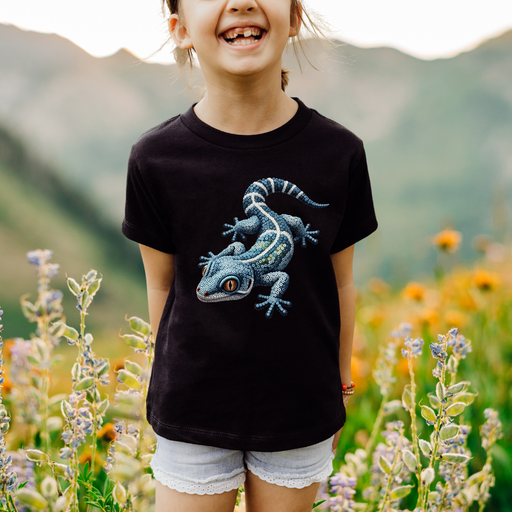 Vibrant Blue Gecko "Beaded Print" Toddler T-Shirt