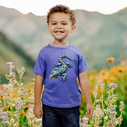 Vibrant Blue Gecko "Beaded Print" Toddler T-Shirt