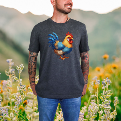Colorful Chicken "Beaded Print" T-Shirt