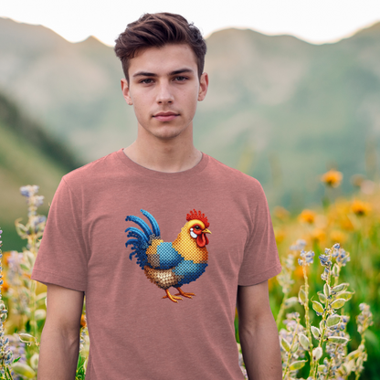 Colorful Chicken "Beaded Print" T-Shirt
