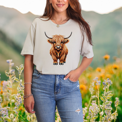 Shaggy Highland Cow "Beaded Print" T-Shirt