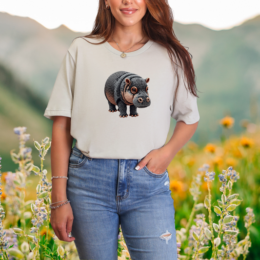 Adorable Pygmy Hippo "Beaded Print" T-Shirt