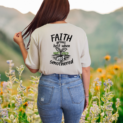 "Faith grows best when Nurtured" Black Print T-Shirt